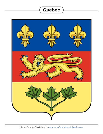 Flag and Coat of Arms - Quebec Escutcheon (Full Colour) (Printable PDF Worksheet)