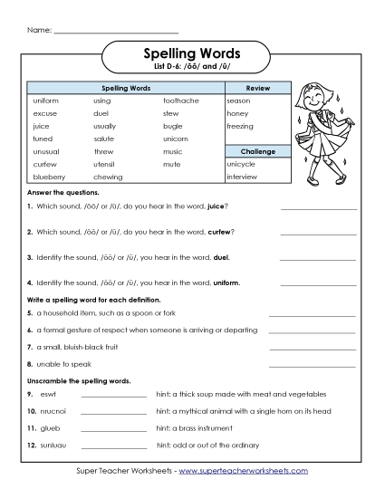 Worksheets - Question Worksheet (D-6) (Printable PDF Worksheet)