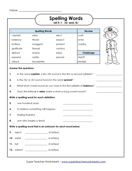 Worksheets and Puzzles - Question Worksheet (E-1) (Printable PDF Worksheet)