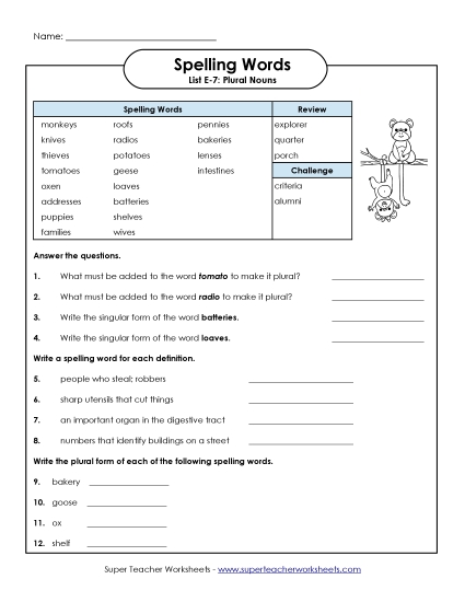 Printable Worksheets - Question Worksheet (E-7) (Printable PDF Worksheet)