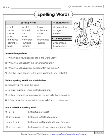 Worksheets and Puzzles - Question Worksheet (F-12) (Printable PDF Worksheet)