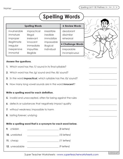 Worksheets and Puzzles - Question Worksheet (F-18) (Printable PDF Worksheet)