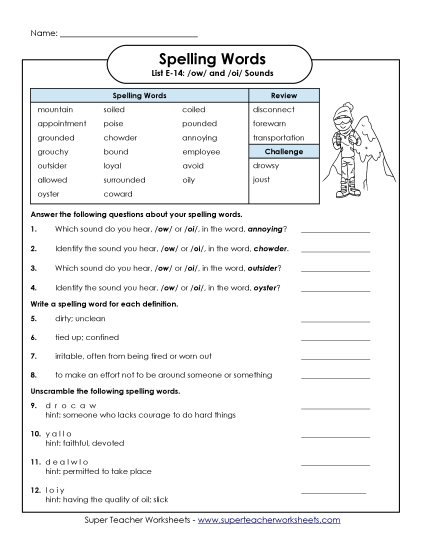 Printable Worksheets - Questions (E-14) (Printable PDF Worksheet)
