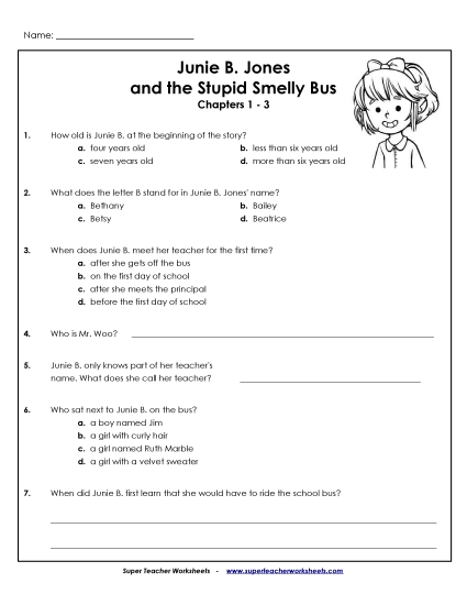 Chapters 1 - 3 - Questions for Chapters 1-3 (Printable PDF Worksheet)