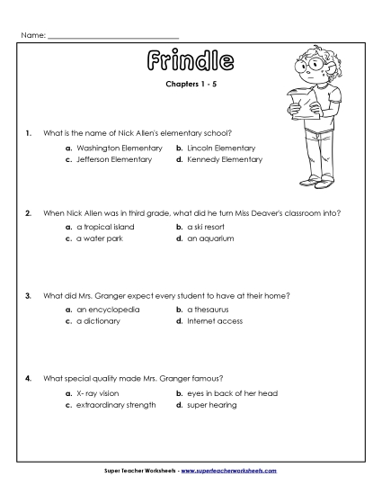 Chapters 1- 5 - Questions for Chapters 1-5 (Printable PDF Worksheet)