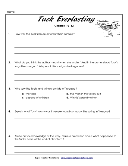 Chapters 10 through 12 - Questions for Chapters 10-12 (Printable PDF Worksheet)