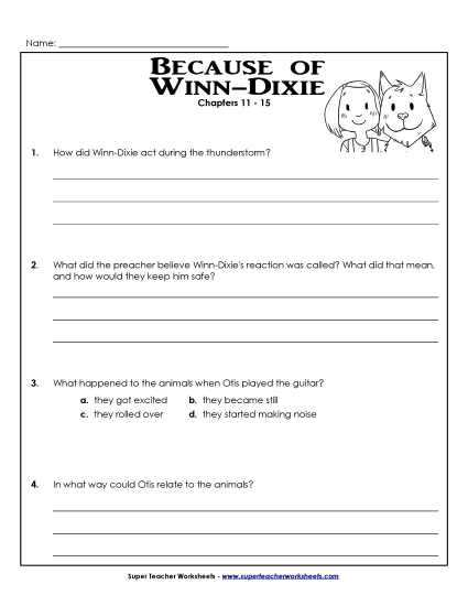 Chapters 11-15 - Questions for Chapters 11-15 (Printable PDF Worksheet)