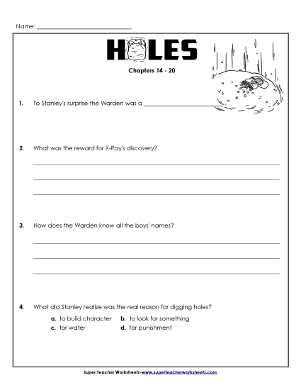 Chapters 14-20 - Questions for Chapters 14-20 (Printable PDF Worksheet)