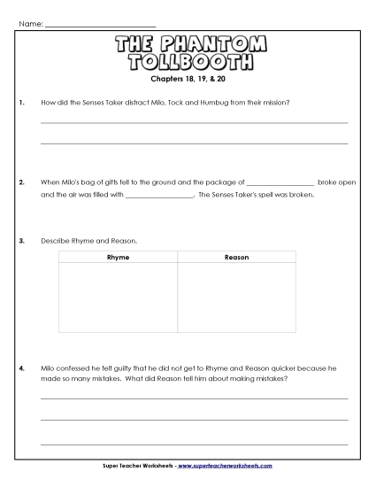 Chapters 18 - 20 - Questions for Chapters 18 - 20 (Printable PDF Worksheet)