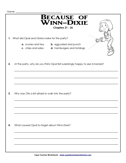 Chapters 21-26 - Questions for Chapters 21-26 (Printable PDF Worksheet)