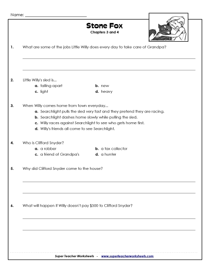 Chapters 3 & 4 - Questions for Chapters 3 & 4 (Printable PDF Worksheet)
