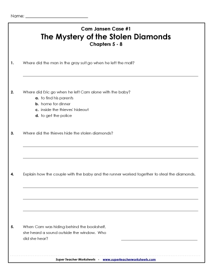 Chapters 5-8 - Questions for Chapters 5-8 (Printable PDF Worksheet)