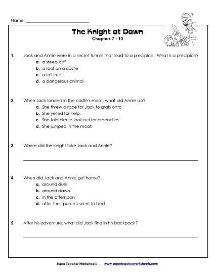 Chapters 7-10 - Questions for Chapters 7 - 10 (Printable PDF Worksheet)
