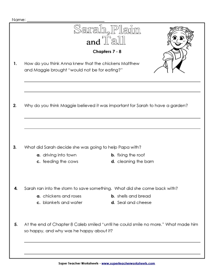 Chapters 7-8 - Questions for Chapters 7-8 (Printable PDF Worksheet)