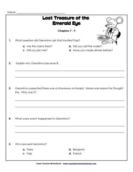 Chapters 7 - 9 - Questions for Chapters 7-9 (Printable PDF Worksheet)