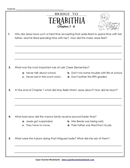 Chapters 7-8 - Questions for Chapters 7 and 8 (Printable PDF Worksheet)