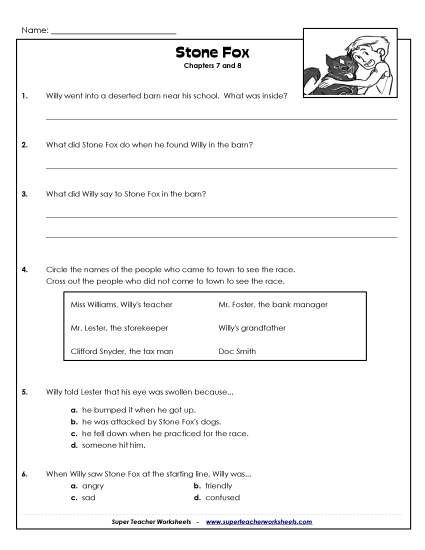Chapters 7 & 8 - Questions for Chapters 7 & 8 (Printable PDF Worksheet)