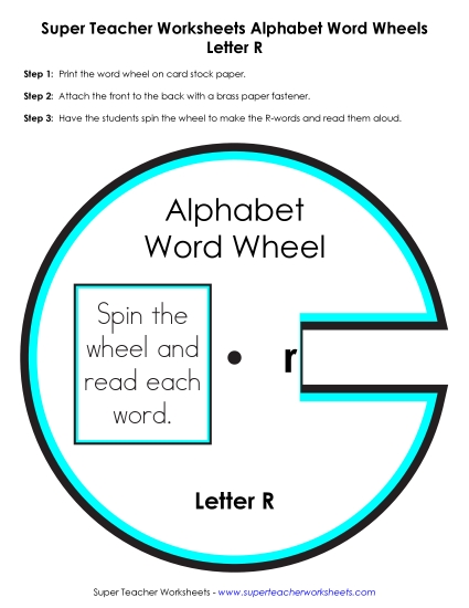 Beginning Consonants Word Wheels - R -&nbsp; Word Wheel (Printable PDF Worksheet)