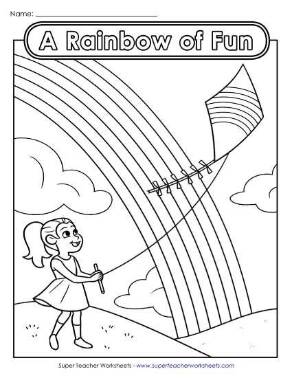 Advanced Pictures (For Older Students) - Rainbow of Fun (Kite) (Printable PDF Worksheet)