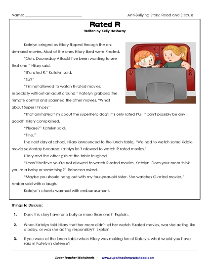 Read & Discuss Stories - Rated R (Printable PDF Worksheet)