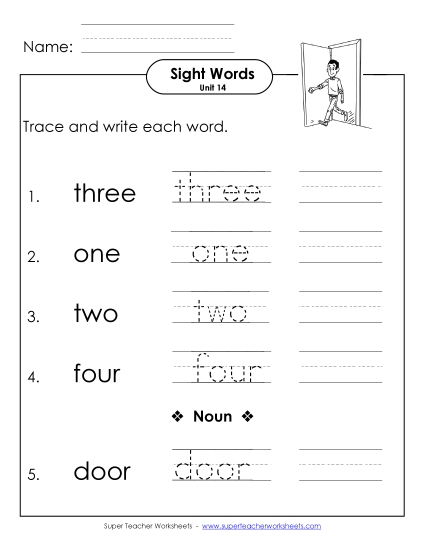 Worksheets - Read, Trace, Write (Unit 14) (Printable PDF Worksheet)