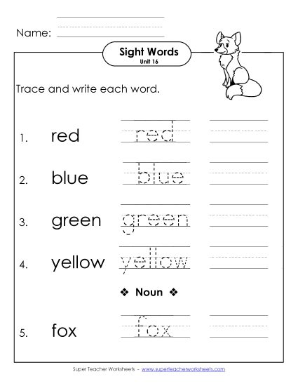 Worksheets - Read, Trace, Write (Unit 16) (Printable PDF Worksheet)