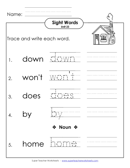 Worksheets - Read, Trace, Write (Unit 23) (Printable PDF Worksheet)