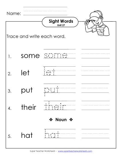 Worksheets - Read, Trace, Write (Unit 27) (Printable PDF Worksheet)