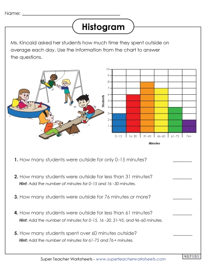 Reading a Histogram (Outside Time) (Printable PDF Worksheet)