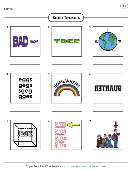 Rebus Puzzles - Rebus Puzzles B-2 (Printable PDF Worksheet)