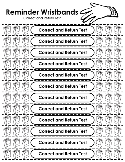 Reminder Wristbands - Reminder Wristbands - Correct & Return (Printable PDF Worksheet)