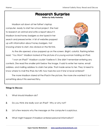 Read & Discuss Stories - Research Surprise (Printable PDF Worksheet)