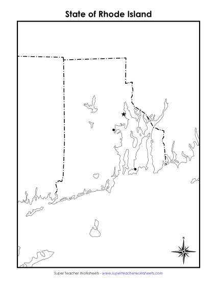 Maps - Rhode Island Map (Blank Cities) (Printable PDF Worksheet)