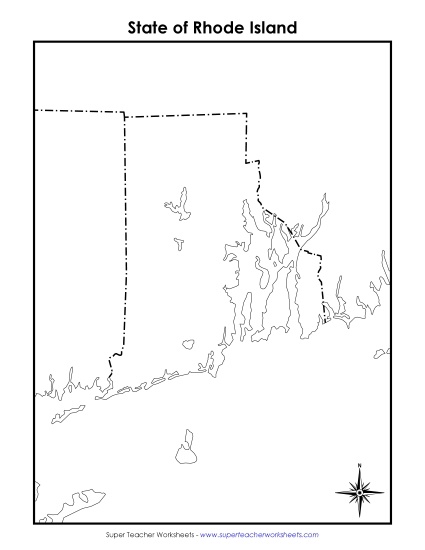 Maps - Rhode Island Map (Blank) (Printable PDF Worksheet)