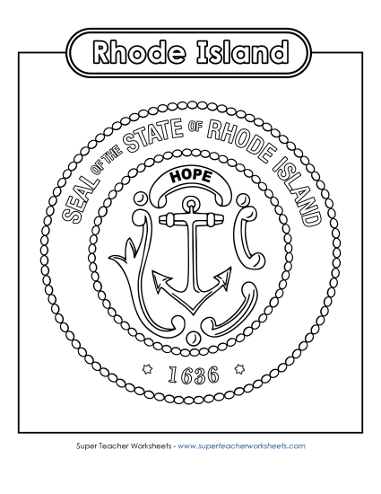 Flags & Seals - Rhode Island State Seal (Black & White) (Printable PDF Worksheet)