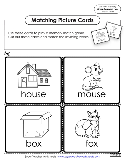 Activities - Rhyme Picture Matching Cards (Printable PDF Worksheet)
