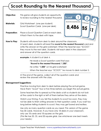 Math - Rounding: Nearest 1,000 (Printable PDF Worksheet)
