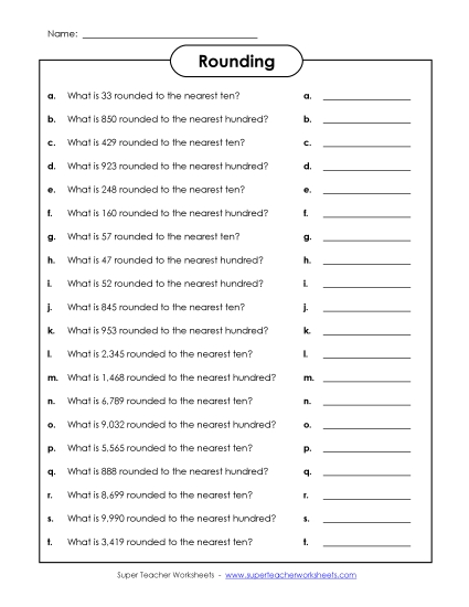 Nearest Tens & Hundreds Mixed - Rounding to Tens & Hundreds (Printable PDF Worksheet)