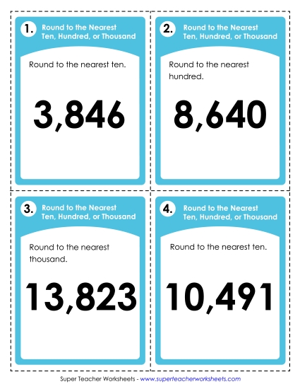 Rounding to the Nearest Ten, Hundred, and Thousand (Printable PDF Worksheet)