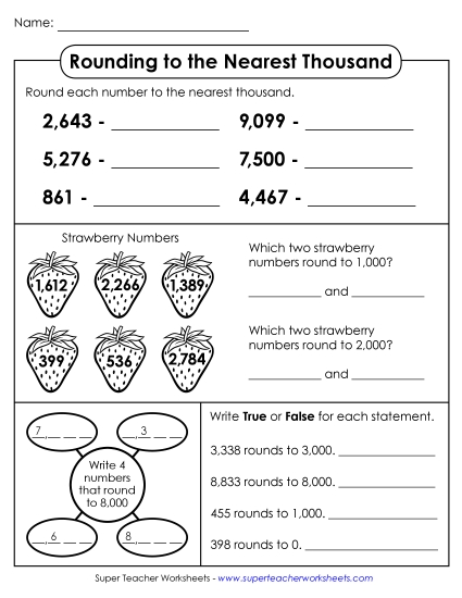 Nearest Thousand - Rounding to the Nearest Thousand (Printable PDF Worksheet)