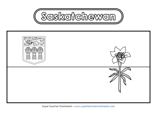 Flag and Coat of Arms - Saskatchewan Flag (Black & White) (Printable PDF Worksheet)