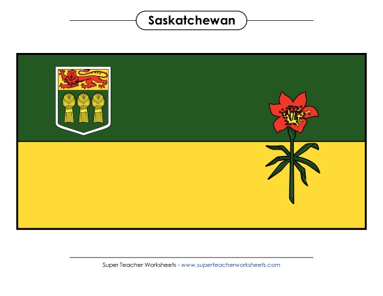 Flag and Coat of Arms - Saskatchewan Flag (Full Colour) (Printable PDF Worksheet)