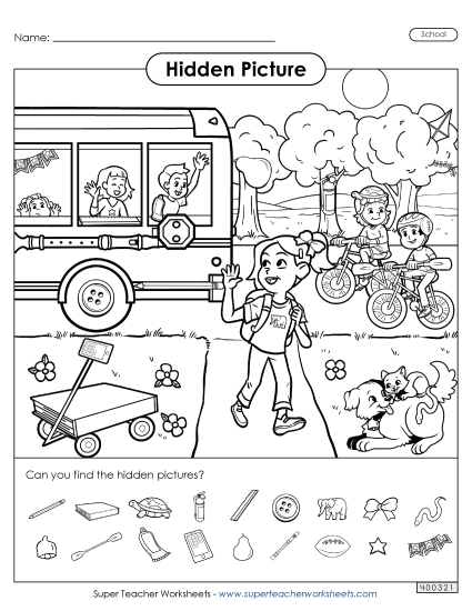 Hidden Pictures - School (Printable PDF Worksheet)