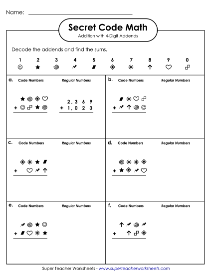 Addition - SCM: Addition: 4-Digit Addends (Printable PDF Worksheet)