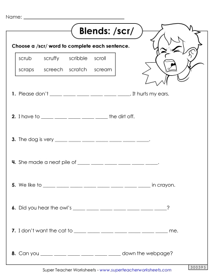 Worksheets - Scr- Sentences (Printable PDF Worksheet)