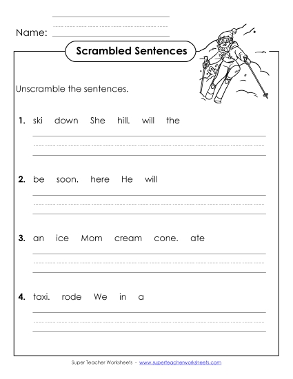 Worksheets - Scrambled Sentences (A-11) (Printable PDF Worksheet)