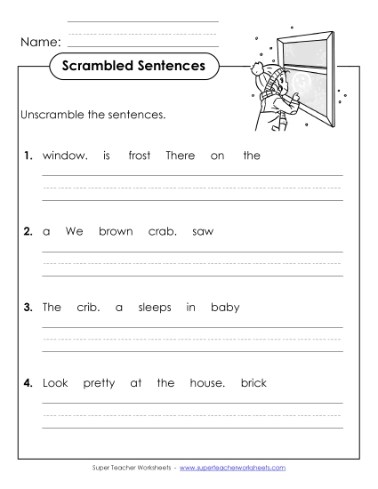 Worksheets - Scrambled Sentences (A-15) (Printable PDF Worksheet)