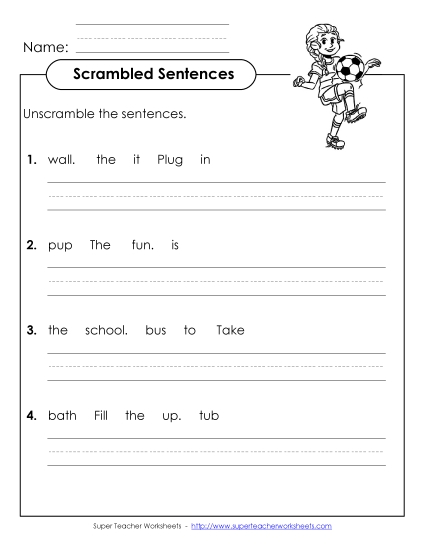 Worksheets - Scrambled Sentences (A-5) (Printable PDF Worksheet)