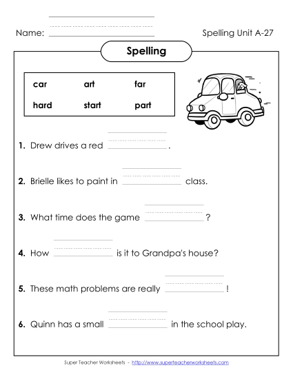 Worksheets - Sentence Completion (A-27)  (Printable PDF Worksheet)