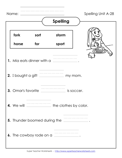 Worksheets - Sentence Completion (A-28)  (Printable PDF Worksheet)